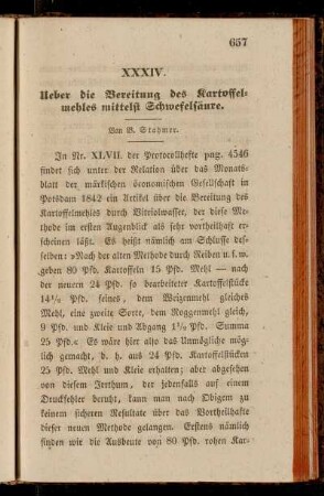 XXXIV. Ueber die Bereitung des Kartoffelmehles mittels Schwefelsäure