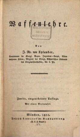 Lehrbuch der Taktik, [1]. Waffenlehre
