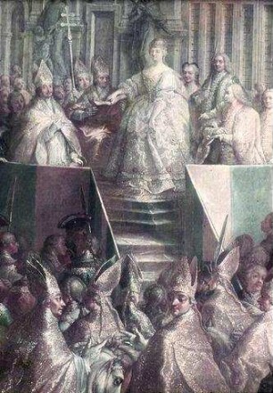 Die Vereidigung Maria Theresias vor dem Ordenshaus der Barmherzigen Brüder