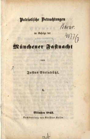 Patriotische Betrachtungen im Gefolge der Münchener Fastnacht, 1