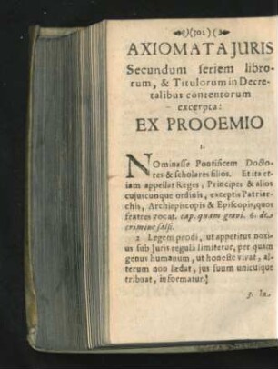 Axiomata Iuris Secundum seriem librorum, & Titulorum in Decretalibus contentorum excerpta.