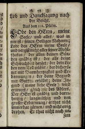 Lob und Dancksagung nach der Beicht. - Dancksagung nach der Küssung.