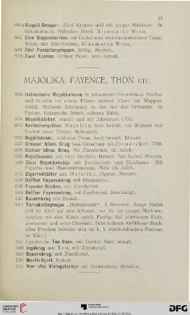Majolika, Fayence, Thon etc. (Nr. 333-351)