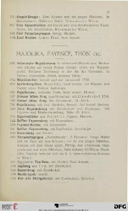 Majolika, Fayence, Thon etc. (Nr. 333-351)