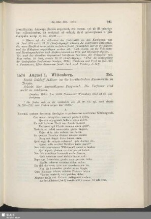 354. 1574, August 1. Wittenberg