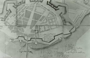 Plan zur weiteren Bebauung der Neustadt Dresden (mit Signatur König Friedrich Augusts II. (August der Starke?)