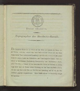 Erster Abschnitt. Topographie des Stecknitz-Kanals.