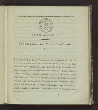 Erster Abschnitt. Topographie des Stecknitz-Kanals.