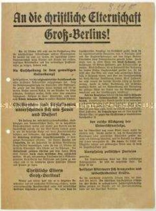 Aufruf der Deutschnationalen Volkspartei zur Stadtverordnetenwahl in Berlin 1921