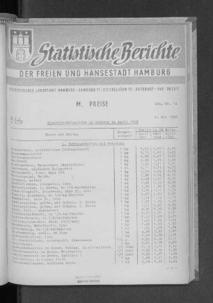 Einzelhandelspreise in Hamburg im April 1958 : Lfd. Nr. 14