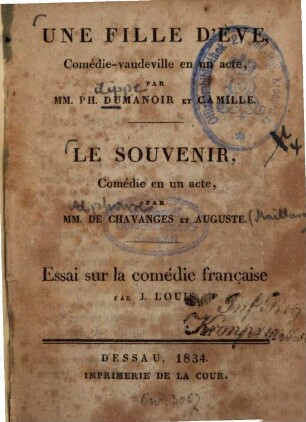 Une fille d'Ève : Comédie-vaudeville en un acte
