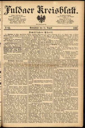 Erste Ausgabe vom Samstag, den 14. August 1897.