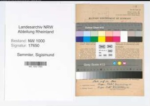 Entnazifizierung Sigismund Semmler, geb. 22.06.1898 (Reichsbahnarbeiter)