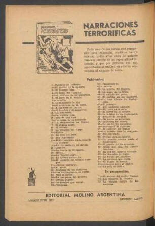 "Narraciones Terroríficas" publicados