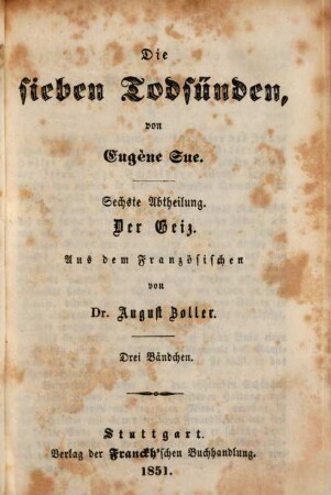 Die sieben Todsünden, 6,1/3. Der Geiz