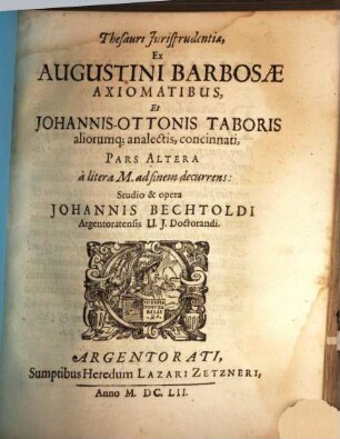Thesaurus Locorum Communium Iurisprudentiae, 2. a litera M. ad finem decurrens