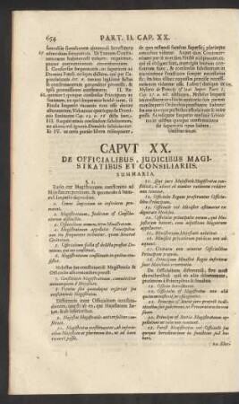 Caput XX. [XXI.] De Officialibus, Judicibus Magistratibus Et Consiliariis.