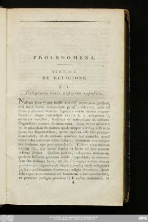 Sectio I. De Religione.