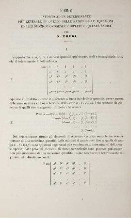 Intorno ad un determinante piu generale di quello delle radici dell'equazioni, ed alle loro funzioni omogenee complete.