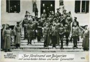 Ferdinand von Bulgarien mit seinen Söhnen und seinem Stab