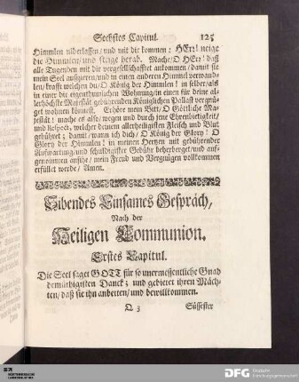 Sibendes Einsames Gespräch, Nach der Heiligen Communion.