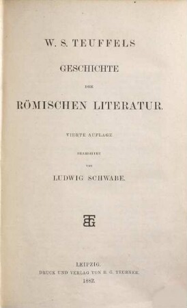 W. S. Teuffels Geschichte der römischen Literatur