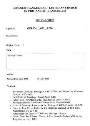 Marriage License