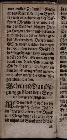 Gebet und Dancksagung zu Gott dem Sohne den gecreutzigten
