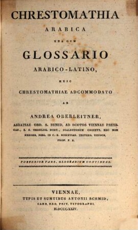 Chrestomathia Arabica una cum Glossario Arabico-Latino, 2. Glossarium continens