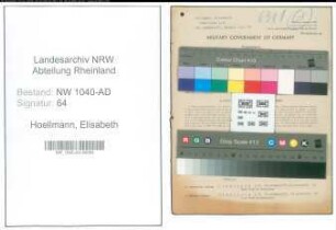 Entnazifizierung Elisabeth Hoellmann , geb. 25.01.1901 (Naehschulleiterin)