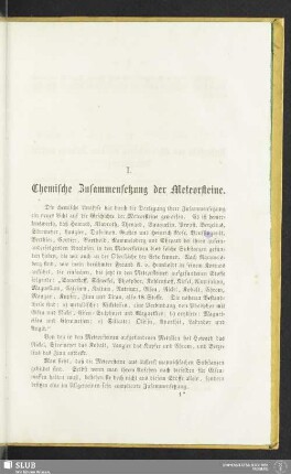 I. Chemische Zusammensetzung der Meteorsteine