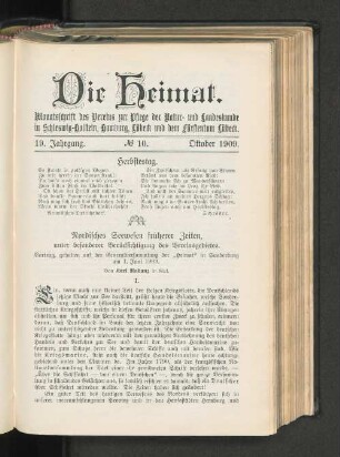 19. Jahrgang. No. 10. Oktober 1909.