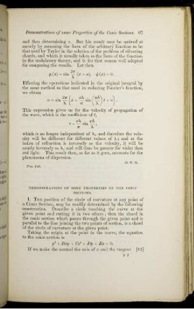 Demonstrations of some properties of the conic sections.