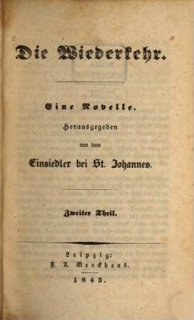 Die Wiederkehr : eine Novelle, 2