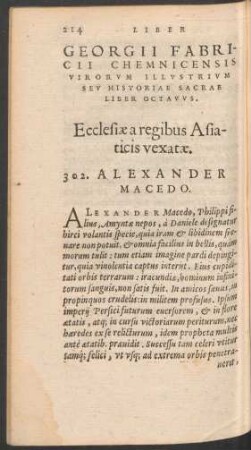 Georgii Fabricii Chemnicensis Virorum Illustrium Seu Historiae Sacrae Liber Octavus. Ecclesiae regibus Asiaticis vexatae.