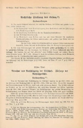 Erster Titel. Annahme und Ausschlagung der Erbschaft. Fürsorge des Nachlaßgerichts