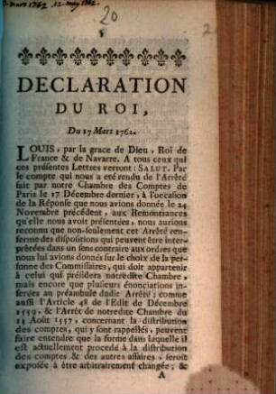 Declaration Du Roi