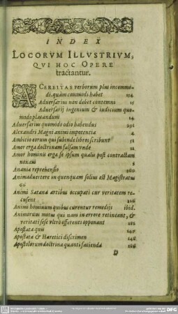 Index Locorum Illustrium, Qui Hoc Opere tractantur