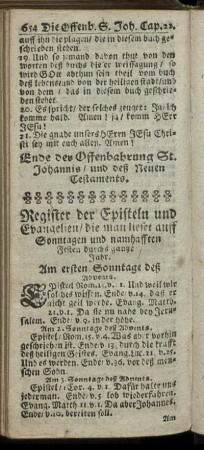 Register der Episteln und Evangelien [...]