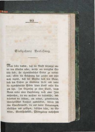 Siebzehnte Vorlesung