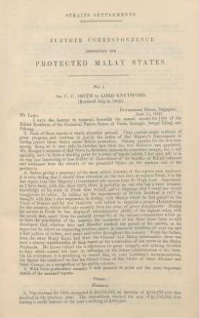 No. 1. Sir C. C. Smith to Lord Knutsford. (Received July 9, 1889)
