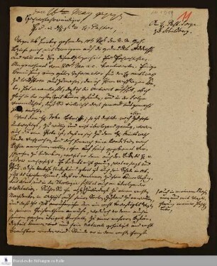 Brief von [Gottlieb Anastasius Freylinghausen] an Johann Friedrich Sorge.
