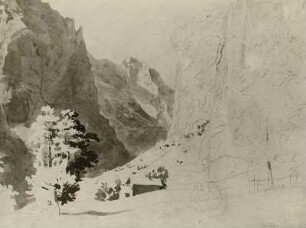 Staubbach mit Staffage im Vordergrund (Lauterbacher Tal)