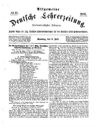 Die Verhandlungen der XXV. Allg. Deutschen Lehrerversammlung zu Bremen