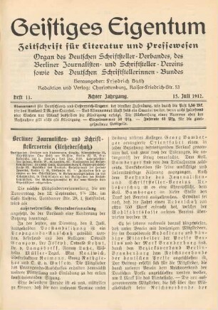 Heft 11 (15. Juli 1912)