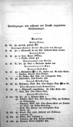 Berichtigungen und während des Drucks eingetretene Veränderungen