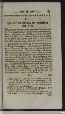 XIII. Von der Enthaltung der väterlichen Erbschaft