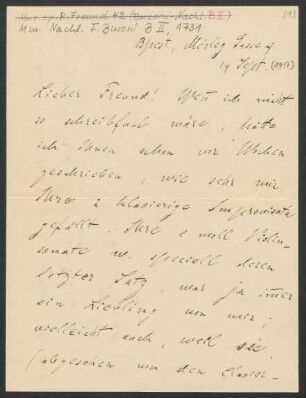 Brief an Ferruccio Busoni : 14.09.1917