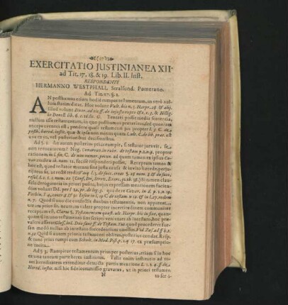 Exercitatio Iustinianea XII. Respondente Hermanno Westphall ...