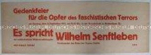 Aufruf der Nationalen Front und der VVN zu einer Gedenkfeier für die Opfer der nationalsozialistischen Gewaltherrschaft